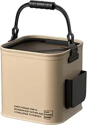 Fishing Bucket - Fish Lure Bucket, Fishing Bait Container | Portable Folding Fish Bucket, Multifunctional Fish Container with Side Pocket, Fishing Storage Bucket for Beach, Hiking, Fishing, BBQ