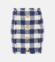 [Balmain] Balmain Checked high-rise tweed miniskirt UK 10 blue