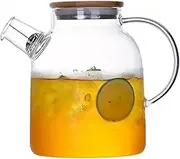 Borosilicate Glass Teapot, 1000mL, Stovetop & Microwave Safe, Heatproof, With Bamboo Lid for Loose Leaf, Fruit and Blooming Tea