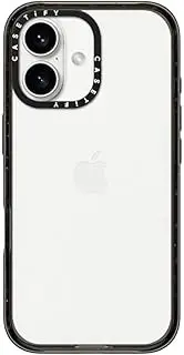 CASETiFY Impact Case for iPhone 16 [Slim / 8.2 ft. 4X Military Grade Drop Protection/Wireless Charging Compatible] - Clear Black