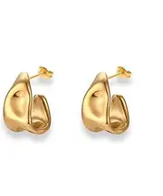 [evoklo] Gold Shell Earrings Beach Earrings for Women Seashell Earrings Gold Hoop Earrings 18K Gold Earrings for Women Trendy Statement Dangle Earrings