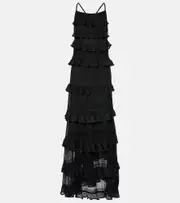 [Zimmermann] Zimmermann Illustration ruffled knitted maxi dress AU 6 black