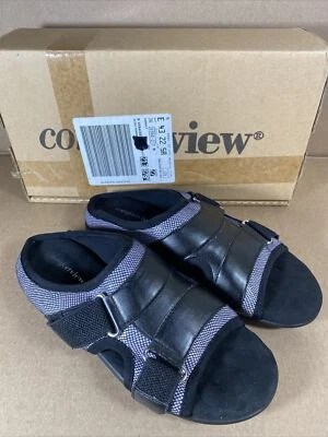 Women's Size 7 Comfortview Roamans Sandals Black Comfort Slide On NIB