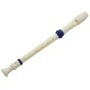 Students Plastic 8 Holes Soprano Recorder Flute Beige w Cleaning Stick L5W8
