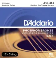 D'addario EJ37 Phos Bronze 12 string guitar strings 12-54 Set Medium Top Heavy B