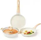CAROTE Non-Stick Cookware Set: 24cm frying pan, 28cm dosa tawa, 28cm kadai for i