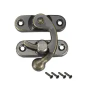 Right Latch Hook Hasp, Swing Arm Latch Plated Bronze 20pcs w Screws(42mm x 37mm)