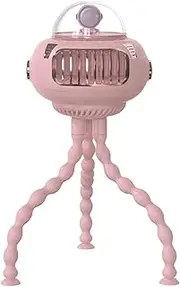 Stroller Fan, Octopus Shape Cooling Device, USB Rechargeable Handheld with Adjustable Speed, Flexible Tripod Mount for Stroller Bike Bed Travel Car Tent Camping Nursery, 11.7x11.7x27.6cm White Pink