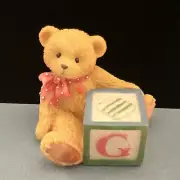 Cherished Teddies Bear With ABC "G" Letter Block 158488G 1995 - No Box