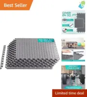 Durable 24” Interlocking Puzzle Exercise Tiles - Water-Resistant Gym Flooring