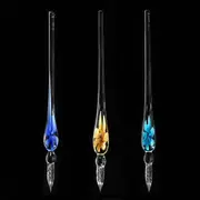 Vintage Glass Dip Ink Pen Fountain Pen Signature Pen With Ink &amp; Gift Box Offices School Stationery 160 LIGHT BLUE
