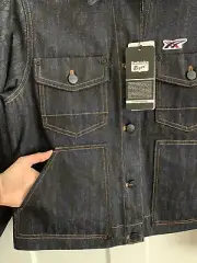 Denim Jean Jacket Onitsuka Tiger asics Women's Medium Navy Black rare unique