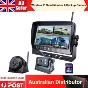 Wireless 7" Quad Monitor DVR 9600mah Magnetic Backup Camera For Tuck Trailer Bus