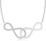 [Angara] Natural Interlocking Diamond Sideways Infinity Pendant Necklace in Sterling Silver/14ct Solid Gold for Women | April Birthstone Jewellery for Her
