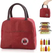 Insulated Lunch Bag, Lunch Bag Portable Lunch Box Bag Waterproof Lunch Box Bag, for Office School Travel Camping Prepared Meals (Red)