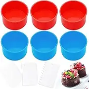 YuCool 6Pack 4 Inch Mini Round Cake Mold, Non-Stick Baking Pan for Making Cupcake Mousse Dessert Muffin