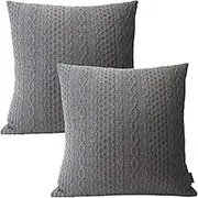 Booque Valley Gray Pillow Covers, Pack of 2 Super Soft Stretchy Pilling-Resistant Modern Cushion Covers Farmhouse Decorative Throw Pillow Cases for Sofa Bed Car Chair, 18 x 18 inch(Grey)