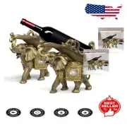 Golden Thai Elephant Decorative Wine Holders - Premium Artisan Table Centerpiece