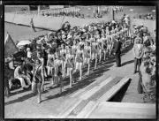 Bondi female lifesavers marching at the Lady Game Beach Cup, Manly- Old Photo