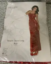 ⚡️Underwraps Red Shimmer Long Sequin Dress Adult Costume (Large)