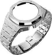 [BMT] GA2100 Watch Band Case Mod Kit, Stainless Steel Strap Bezel Replacement Accessories Frosted Surface Compatible with Men's Watches G-Shock GA-2100/GA-2110/GA-B2100