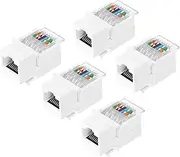 uxcell 5 Pack Cat 6 Tool-Free RJ45 Ethernet Jack, Cat6 Coupler No Punch-Down Tool Required Module Connector Adapter, White