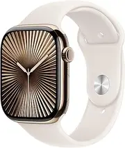 [Apple] Watch Series 10 GPS + Cellular 46mm Gold Titanium Case with Starlight Sport Band - S/M