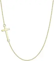 M MOOHAM Cross Necklace for Women Girls, Dainty Gold Plated Cross Pendant Necklace Sideways Cross Choker Layered Cross Necklace for Women Girls