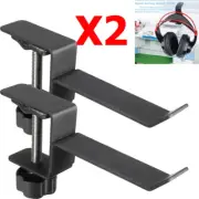 2PK Headphone Mount Hanger Adjustable Stand Holder Hook Under Desk Headset Clamp