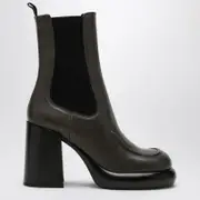 [Burberry] Chelsea Wedge boot in dark green leather 37 IT Brown