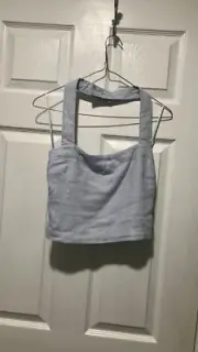Abercrombie And Fitch Small Light Blue Linen Halter Top New With Tags