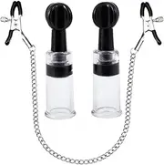 Adjustable Nipple Clamps Breast Clip and Body Ring Body Clamps Nipple Suckers Non-Piercing Chain Stainless Steel for Women Faux Body Jewelry (Black)