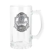 30th Badge Beer/Cider Glass Drinking Stein Drink Mug Birthday Gift Clear 450ml