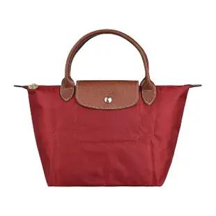 【LONGCHAMP】LONGCHAMP LE PLIAGE系列壓印LOGO經典摺疊款式尼龍短提把拉鍊手提包(小/紅)