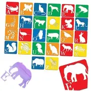 Pack of 26 Stencils for Kids | Animal Shape Stencils with Alphabet Letters |