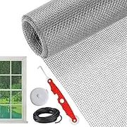 Screen Printing Mesh - 400x120cm Window Screen Net Replacement Door Mesh | Heavy Duty Pet Proof Net with Rolling Tool | Rolling Tool, Sliding Door Repair Kit for Indoor Outdoor