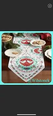 Pioneer Woman Mazie Bird Reversible Table Runner Fabric Floral Tassel 14"x80"