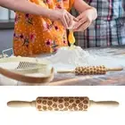 Bake Cookies 3D Pumpkin Wooden Embossing Halloween Rolling Pin Decorative