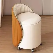 Round Vanity Chair with Storage, Modern Swivel Accent Chair, Upholstered Vanity Stool with Back, for Living Room, Bedroom, Office, Lounge(Orange)