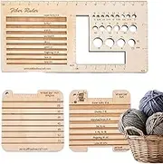 Knitting Needle Gauge Measuring Tool - Counter in US Wood Knitting Needle Gauge and Ruler - Multifunctional Square Knitting Measuring Tool for Artists, Designers, Architects Yongbao