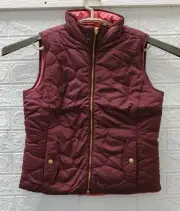 New Talbots Reversible Full Zip Vest Wine/Coral Size Petite