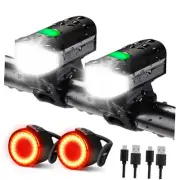 Bike Lights Set 1500LM USB Rechargeable Bicycle Headlight & Tail Light