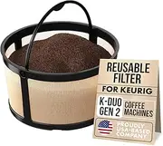 Reusable Mesh Ground Coffee Filter Carafe for Keurig K-Duo Essentials and K Duo Brewers Machine by PureHQ - Refillable Gold Tone Mesh Filter