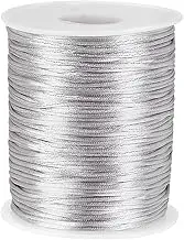 PH PandaHall 109 Yards Rattail Satin Cord 1.5mm Silver Silk Crafts Cords Satin Bracelet String Thread for Macrame Kumihimo Friendship Bracelet Necklace Chinese Knot Dream Catchers Braid Hair
