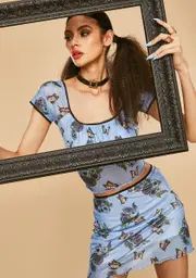 [Current Mood] Scenic Vision Mesh Crop Top