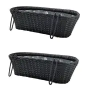 CLAUDE 2 Piece Set Poly Rattan Wicker Hanging Planter Wall Basket - Black