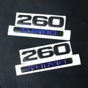 2x Black TURBO Blue + 2x Matte Black 260 Metal Sticker Badge Engine Decal Bumper (for: MG)