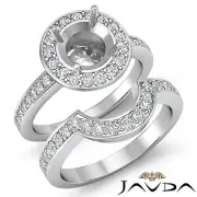 Diamond Engagement Ring Round Bridal Sets 14k Gold White Pave Semi Mount 1.4Ct
