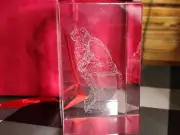 Rodin Thinker 3D Laser Etched Clear Glass Crystal Gift Box New 3 Inches Tall