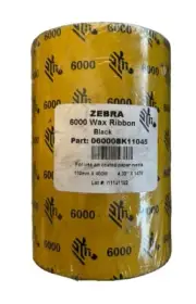 Zebra 4.33" x 1476' 6000 Thermal Wax Ribbons 06000BK11045 Genuine OEM - 1 Rolls